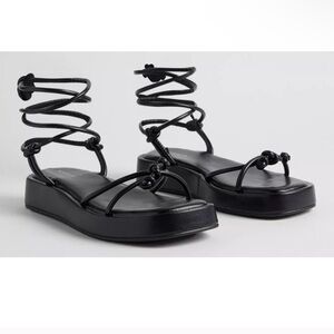 Torrid Black Platform Sandals with Ankle Wrap